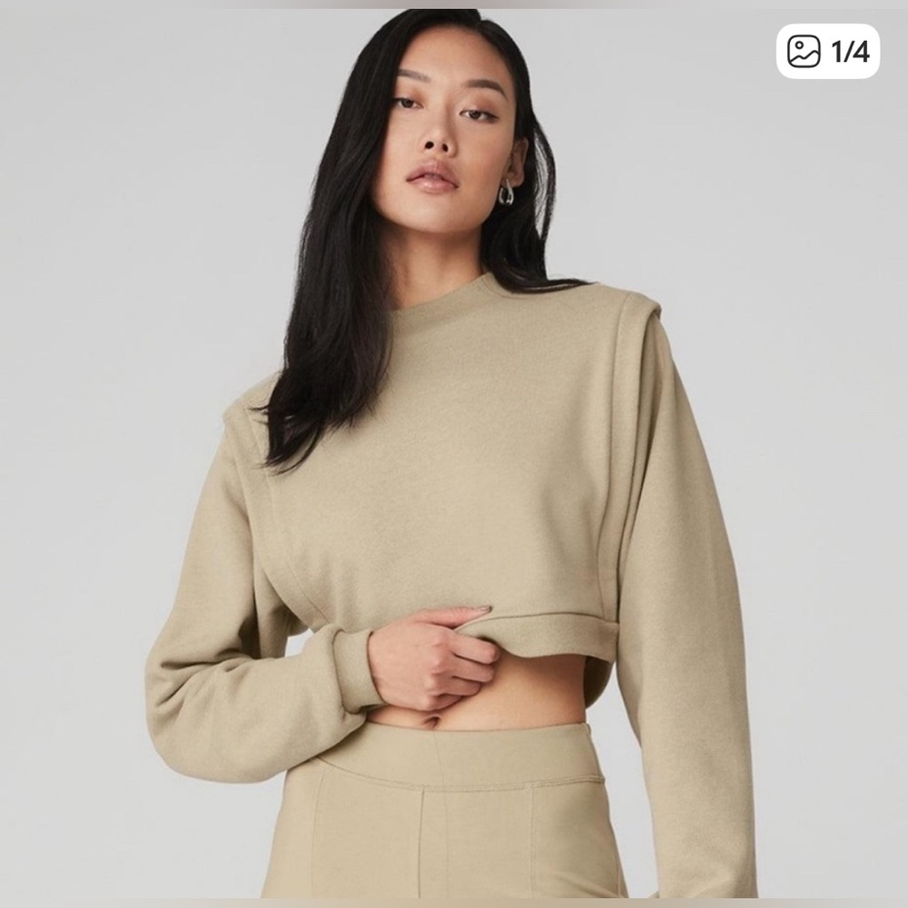 ALO Yoga Tan Cropped Sweatshirt